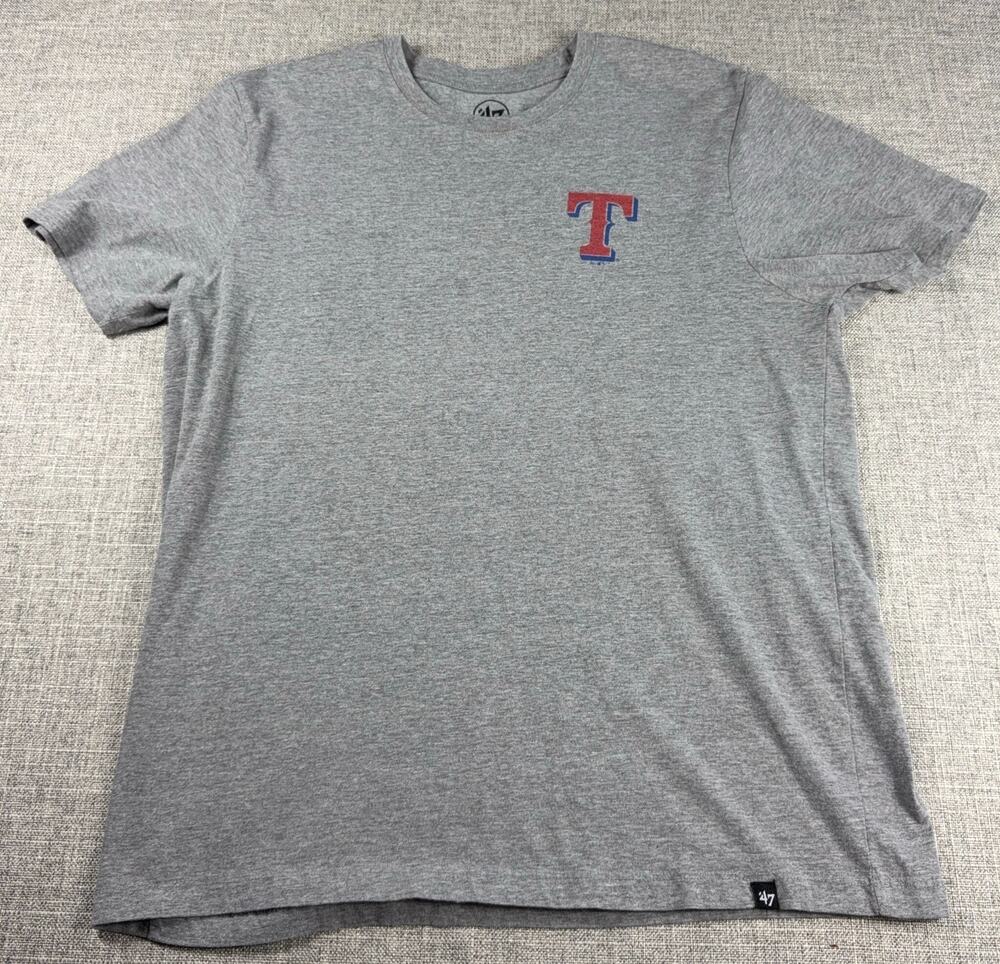 Elvis Andrus Texas Rangers T Shirt Mens XL Gray 47 Brand MLB Baseball #1 Graphic